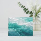 Carte Postale Vagues Abstraites d'Océan Sarcelle de Rêve (Debout devant)