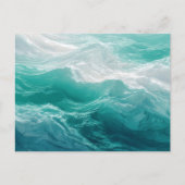 Carte Postale Vagues Abstraites d'Océan Sarcelle de Rêve (Devant)