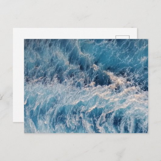 Carte Postale Vagues bleu océan (Devant / Derrière)