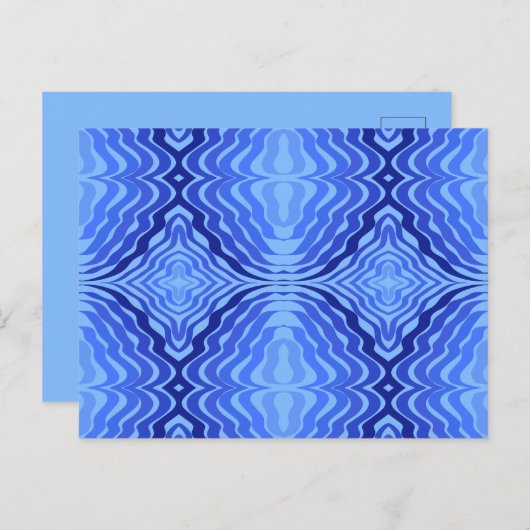 Carte Postale Vagues bleues réfléchissantes Moderne Design abstr (Devant / Derrière)
