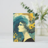 Carte Postale Vagues cérébrales et fleurs Collage (Debout devant)