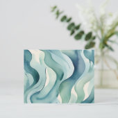 Carte Postale Vagues d'aquarelle douce Motif Abstrait (Debout devant)