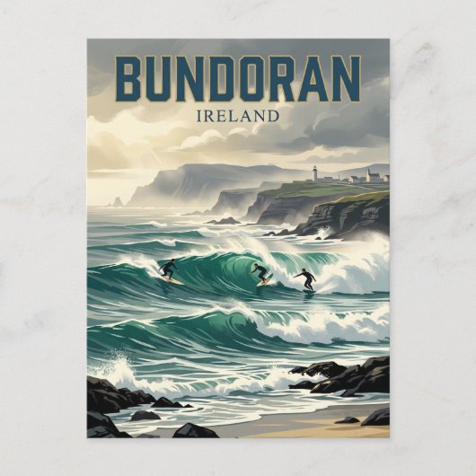 Carte Postale Vagues de Bundoran Irlande (Devant)
