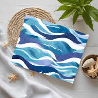 Vagues de l'océan bleu | Aquarelle moderne et simp