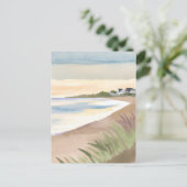 Carte Postale Vagues de plage | Aquarelle côtière de l'océan (Debout devant)