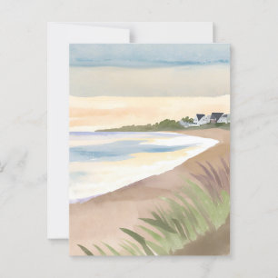 Carte Postale Vagues de Plage   Aquarelle d'Océan Côtier