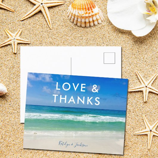 Carte Postale Vagues d'océan tropical Amour & Merci Mariage sur 