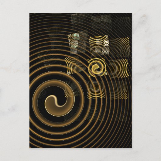 Carte Postale Vagues dorées hypnotiques Art abstrait moderne (Devant)