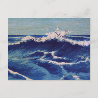Carte Postale Vagues Hatō Zu - Uehara Konen. Bois japonais