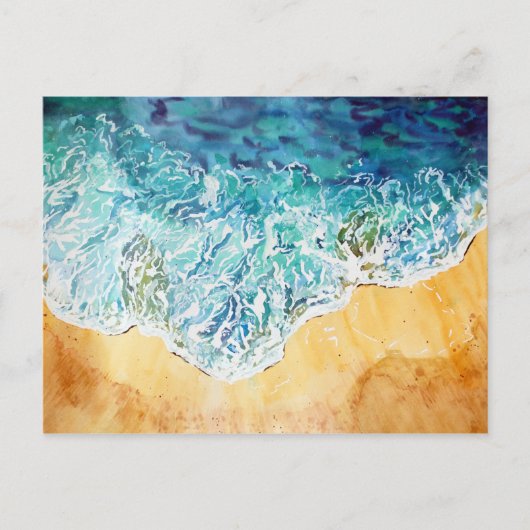 Carte Postale Vagues océaniques à la plage (Devant)