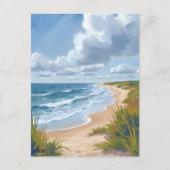 Carte Postale Vagues océaniques | Plage Peinte Côtière (Devant)