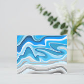 Carte Postale Vagues océaniques | Tableau Abstrait bleu (Debout devant)