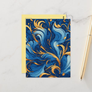 Carte Postale Vagues royales de fantaisie Tourbillons de bleu et