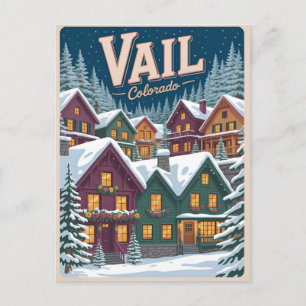 Carte Postale Vail colorado vintage extérieur hiver neige ski 