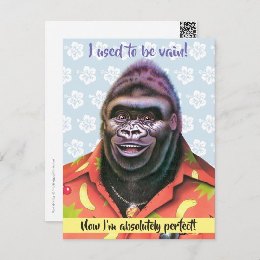 Carte postale Vain Gorilla design. (Devant / Derrière)
