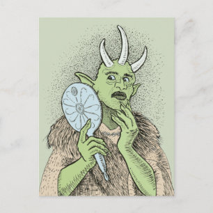 Carte Postale Vain Ogre avec miroir main