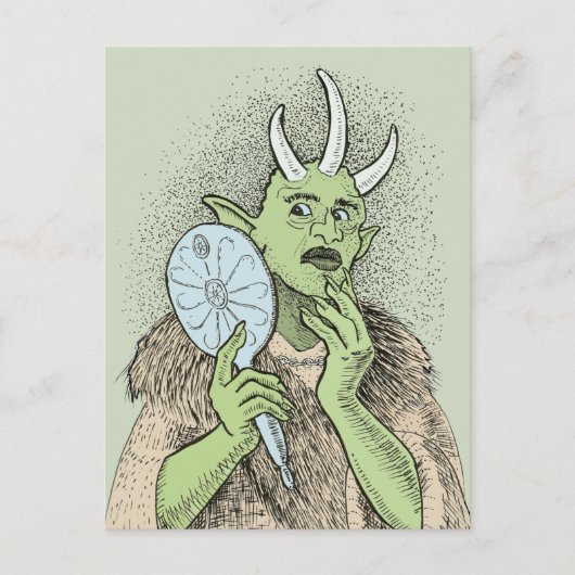 Carte Postale Vain Ogre avec miroir main (Devant)