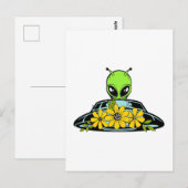 Carte Postale Vaisseau Spatial Alien Floral  (Devant / Derrière)