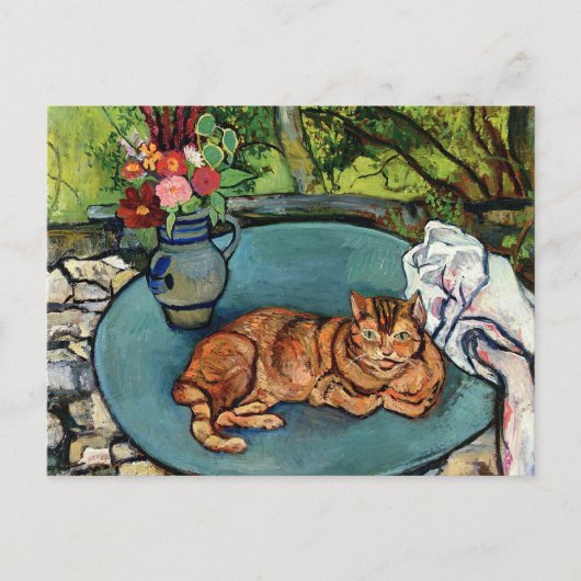 Carte Postale Valadon - Raminou et Pitcher avec oeillets (Devant)