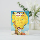 Carte Postale Valais, Femme avec ski sous soleil (Debout devant)