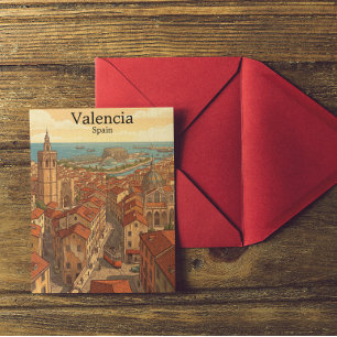 Carte Postale Valence Espagne Colorée Voyage Vintage