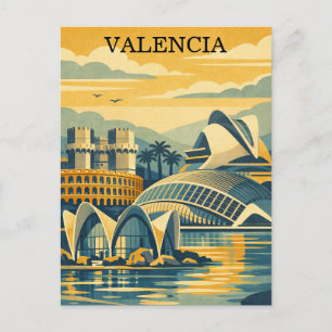 Carte Postale Valence Espagne Vintage - Minimaliste Coloré