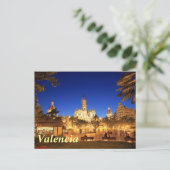 Carte Postale Valence : Plaza Ayuntamiento par nuit (Debout devant)