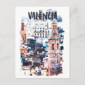Carte Postale Valencia Espagne Architecture Aquarelle Ville (Devant)