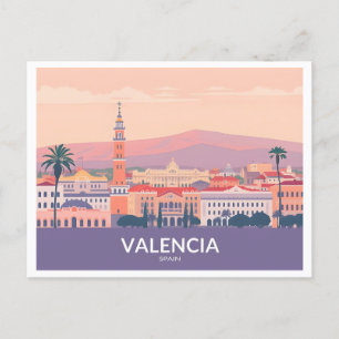 Carte Postale Valencia Espagne Vielle ville Pastel Voyage