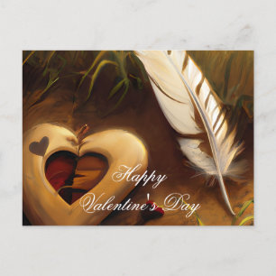 Carte Postale Valentin rustique cœur et plume