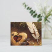 Carte Postale Valentin rustique cœur et plume (Debout devant)