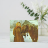 Carte Postale Valentin Serov - Femme paysanne avec un cheval (Debout devant)