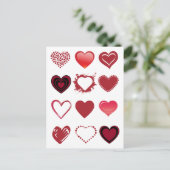 Carte postale Valentine 3x4 Heart Grid (Debout devant)