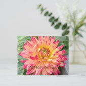 Carte postale Valentine avec dahlia rose et jaune (Debout devant)