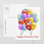Carte postale Valentine Balloons (Devant / Derrière)