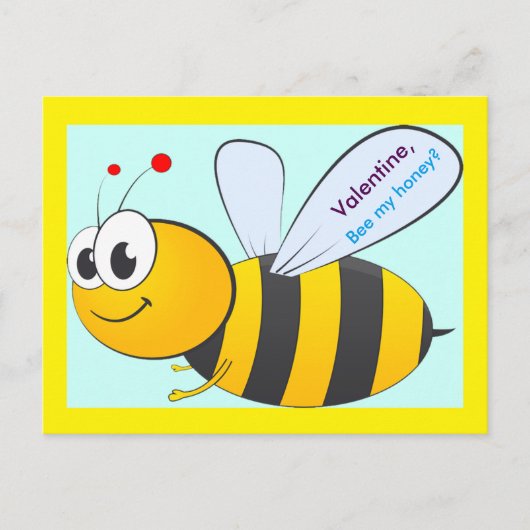 Carte postale Valentine Bee pour enfants, petits-e (Devant)