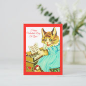 Carte Postale Valentine Chat Jouer Piano Heureuse Sainte-Valenti (Debout devant)