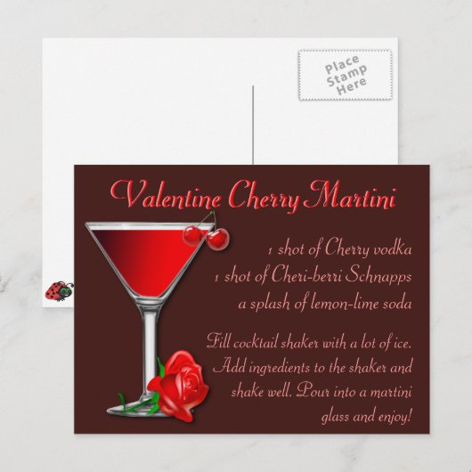 Carte Postale Valentine Cherry Martini (Devant / Derrière)