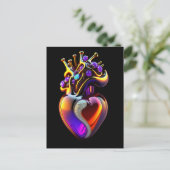 Carte Postale Valentine Cœur en Verre Iridescent  (Debout devant)