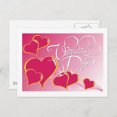 Carte postale Valentine Coeurs roses (Devant / Derrière)