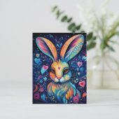 Carte Postale Valentine Dream Hearts : Rainbow Doodle Bunny (Debout devant)