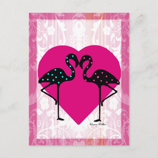 Carte postale Valentine Flamants roses (Devant)