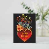 Carte postale Valentine Floral Heart Love (Debout devant)