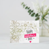 Carte Postale Valentine florale noir blanc (Debout devant)