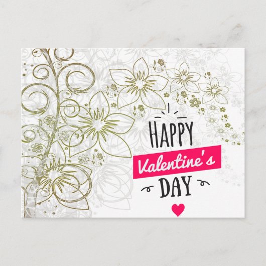 Carte Postale Valentine florale noir blanc (Devant)