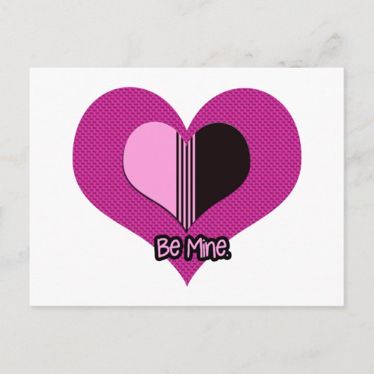 Carte Postale Valentine Heart Pink and Black Be Mine (Devant)