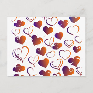 Carte Postale Valentine Motif de coeur rouge et violet
