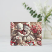 Carte Postale Valentine nounours (Debout devant)