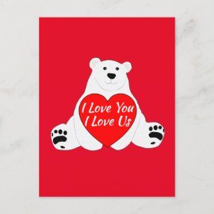 Carte Postale Valentine Ours Tenant Un Coeur