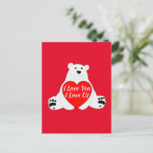 Carte Postale Valentine Ours Tenant Un Coeur (Debout devant)